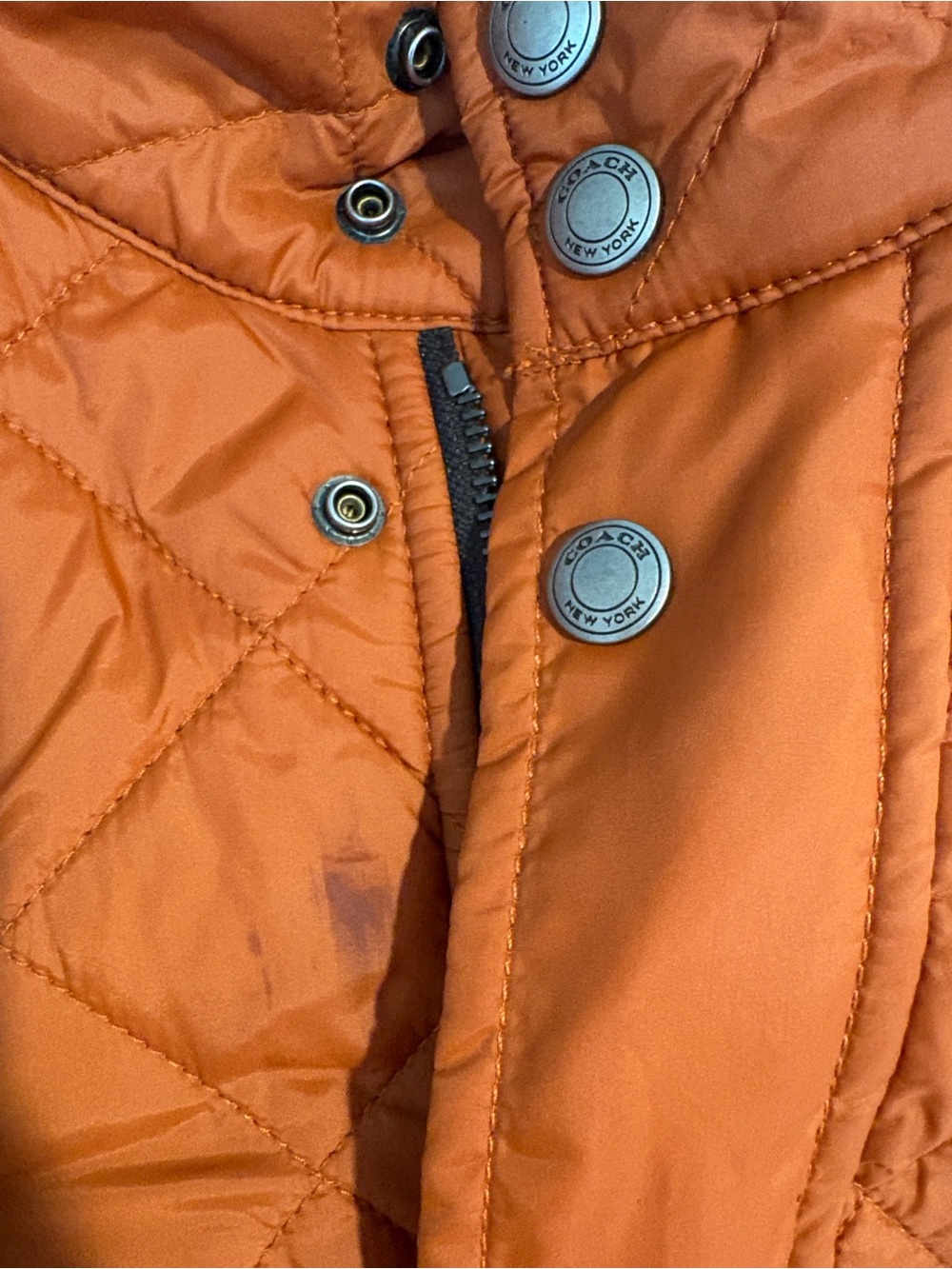 Coach Quilted Orange Men's Vest with Dark Trim - Picture 5 of 6